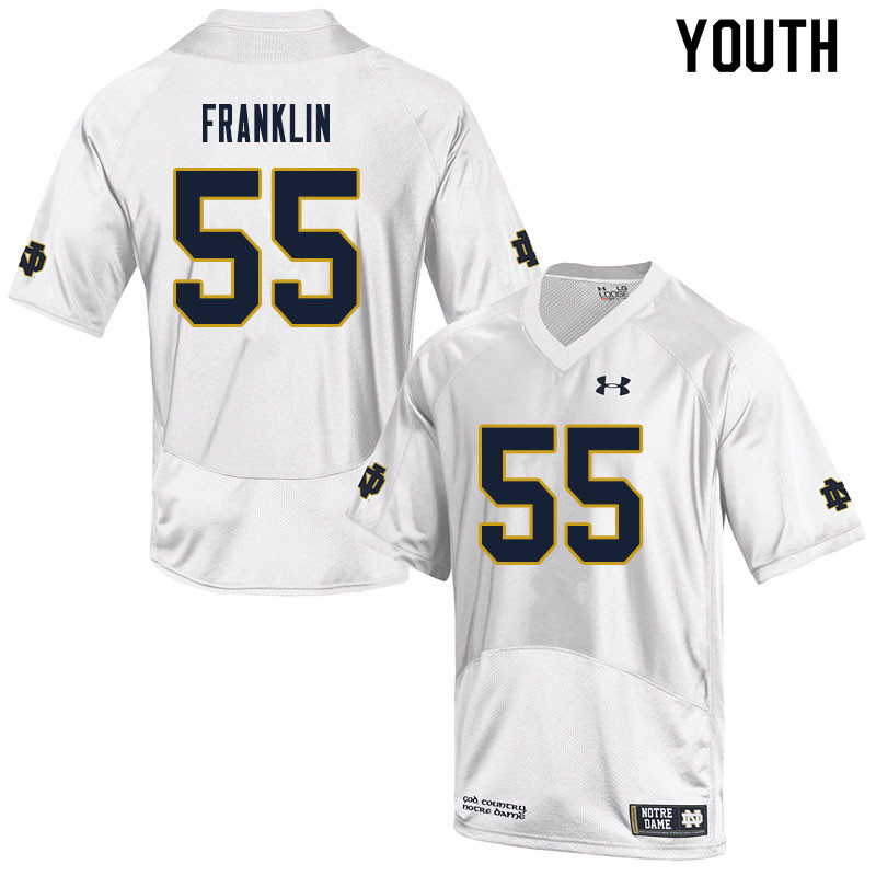 Youth #55 Ja'Mion Franklin Notre Dame Fighting Irish College Football Jerseys Sale-White